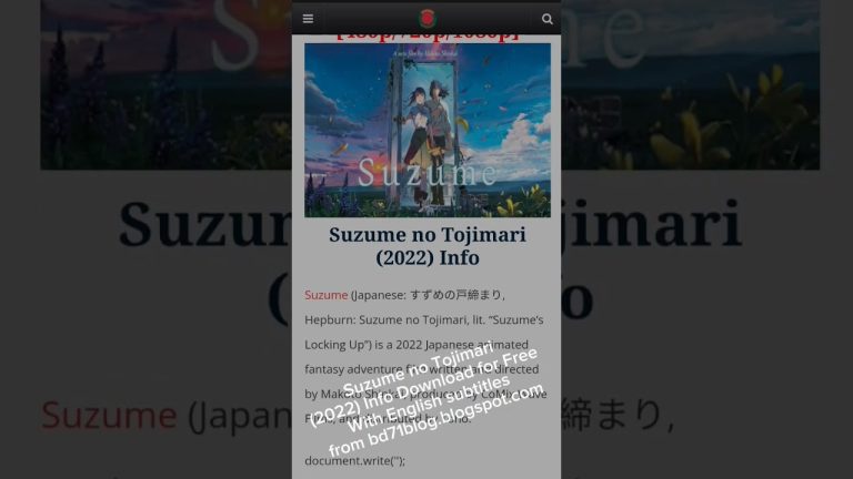 Den Film Suzume Online von Mediafire herunterladen